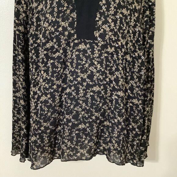 Lane Bryant Black Floral Whimsygoth Dark Cottagecore Flowy Silk Blouse 22/24 - Picture 3 of 12